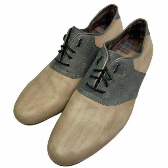 Bed Stu Mens Orleans Saddle Oxfords Shoes Beige 12